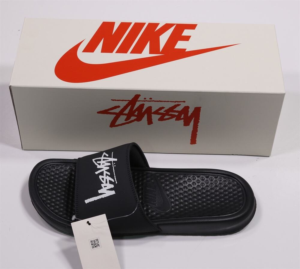 Nike x Stussy Benassi Black Slides Mens 8 - Womens 9 New in Box